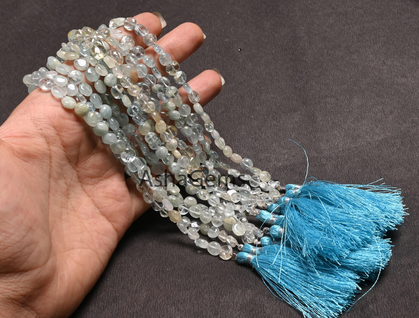 Aquamarine Beads, Light Aqua Blue Aquamarine Plain Handmade Coin Beads Gemstone Smooth Coin Uneven Shape Beads For Jewelry Making Crafts 8"