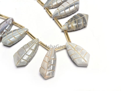 8" Strand Shaded Grey Opal Fancy Pears Shape Carved Gemstone Beads, Opal Carving Fancy Shape Handmade Carving Bead Jewelry Making Craft SALE