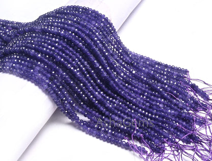 Beautiful Purple Blue Jade Quartz Faceted Rondelle Beads,4.5 mm Amethyst Color Jade Machine Cut Beads, Jade Quartz Beads Jewelry Crafts SALE (15390 c)