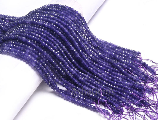 Beautiful Purple Blue Jade Quartz Faceted Rondelle Beads,4.5 mm Amethyst Color Jade Machine Cut Beads, Jade Quartz Beads Jewelry Crafts SALE (15390 c)