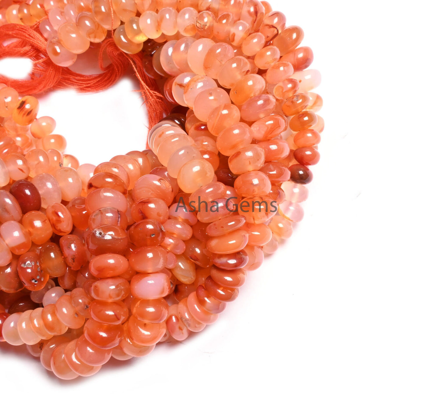 Natural Carnelian Smooth Rondelle Shape Beads,10" Shaded Red Orange Carnelian Plain Handmade Gemstone Loose Bead Carnelian Bead Jewelry SALE