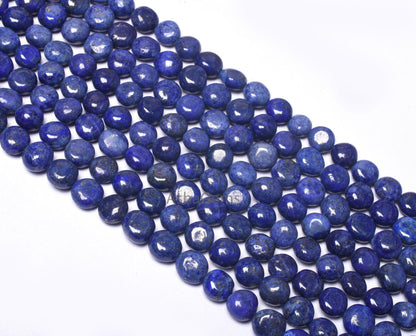 beautiful Lapis Smooth Coin Shape Beads,13" Strand Natural Blue Lapis lazuli Plain Puff Coin Handmade Gemstone Beads  Lapis Bead For Jewelry