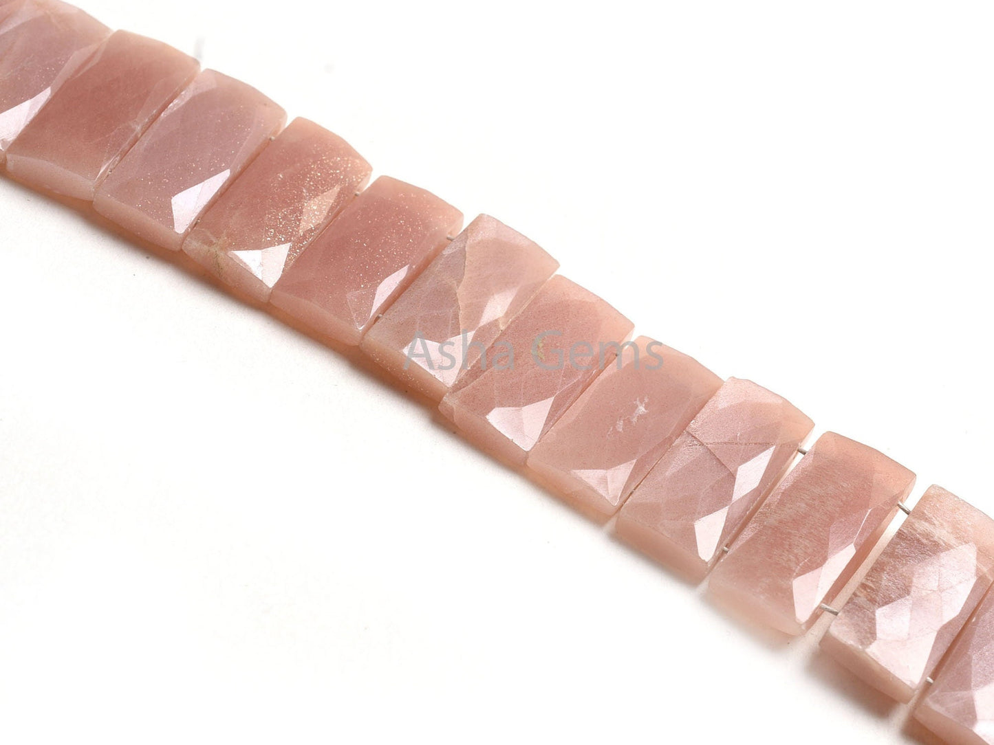 AAA Peach Moonstone Fancy Chicklet Beads,8" Strand Natural Pink Moonstone Faceted Rectangle Beads, Moonstone Beads For Bracelet Jewelry DIY