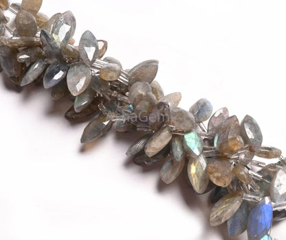 Labradorite Marquise Shape Beads, Flashy Labradorite Faceted Marquise Side Drill Bead, Natural Fire Rainbow Briolette Gemstone Beads Jewelry