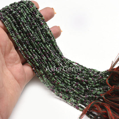 Natural Ruby Zoisite Micro Cut Faceted Gemstone Beads,2.5 mm Rare Ruby Zoisite Machine Cut Rondelle Beads, Ruby Zoisite Bead Strand Jewelry