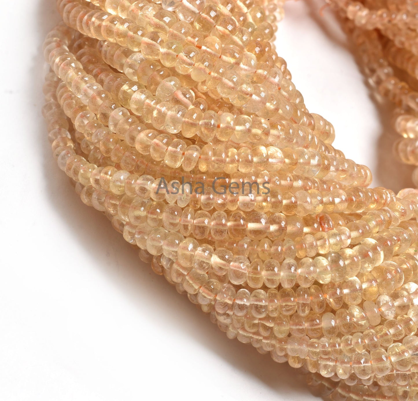 Natural Citrine Quartz Smooth Rondelle Beads, Yellow Citrine Plain Handmade Gemstone Loose Beads,12" Citrine Beads Jewelry Making Craft SALE
