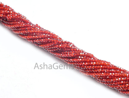 13" Beautiful Zircon Micro Cut Rondelle Faceted Tiny Gemstone Beads,2.5 mm AAA Quality Red Orange Cubic Zircon Machine Cut Bead Jewelry SALE