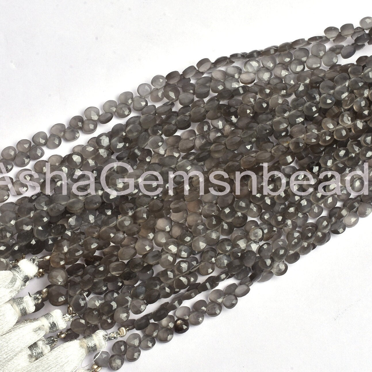 5 mm AAA Quality Moonstone Faceted Heart Shape Beads Gemstone, Natural dark Grey Moonstone Machine Cut Heart Briolette Beads Jewelry Makings