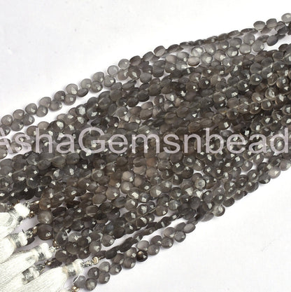 5 mm AAA Quality Moonstone Faceted Heart Shape Beads Gemstone, Natural dark Grey Moonstone Machine Cut Heart Briolette Beads Jewelry Makings