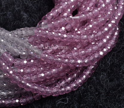 Beautiful Pink white Zircon Faceted Rondelle beads,3 mm Multi Shaded Cubic zircon Faceted Beads,13" Strand Shaded Zircon Beads For Jewelry