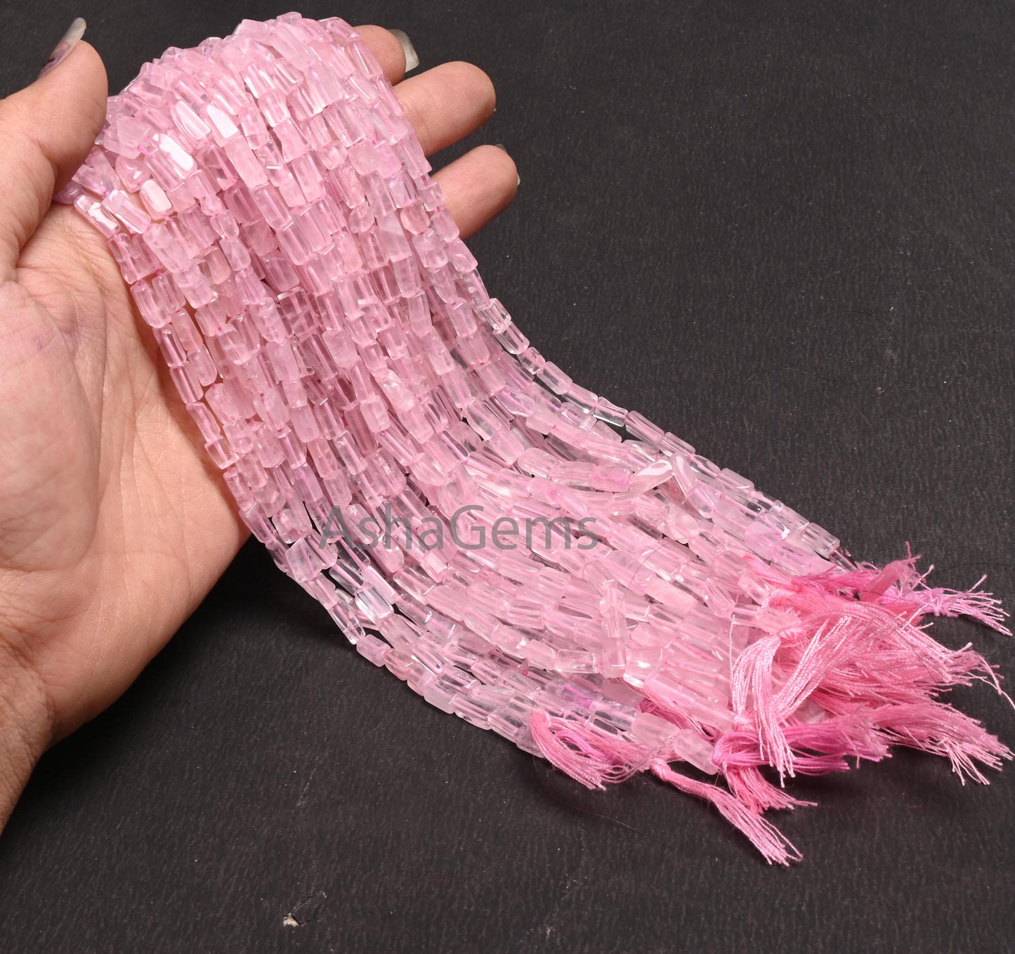 Rose Quartz Smooth Rectangle Beads Natural Pink Rose Quartz Plain Handmade Uneven Rectangle Gemstone Bead,13" Rose Quartz Bead Jewelry Craft