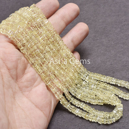 Beautiful Lemon Quartz Flat Square Shape Gemstone smooth Beads,16" Strand Natural Lemon Heishi Square Beads, Lemon Beads Jewelry Crafts SALE