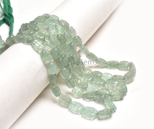 Natural Green Strawberry Quartz Fancy Carved Gemstone Beads, Strawberry Uneven Oval Carving Straight Drill Beads Jewelry Making Craft SALE