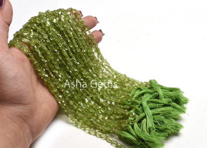 Beautiful Green Peridot faceted Oval Shape Beads,13" Strand Peridot Oval Briolette Straight Drill Gemstone Handmade Beads Handicraft Jewelry