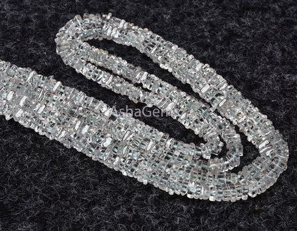 Beautiful Blue Aquamarine Smooth Heishi Square Shape Gemstone Beads,Natural Aquamarine Heishi Beads Square Smooth Bead, Aquamarine Jewelry