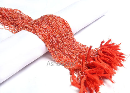 Beautiful Orange Carnelian Micro Faceted Beads,2 mm, Natural Carnelian Rondelle Shape Micro Cut Bead, Carnelian Shaded Beads, Jewelry Making
