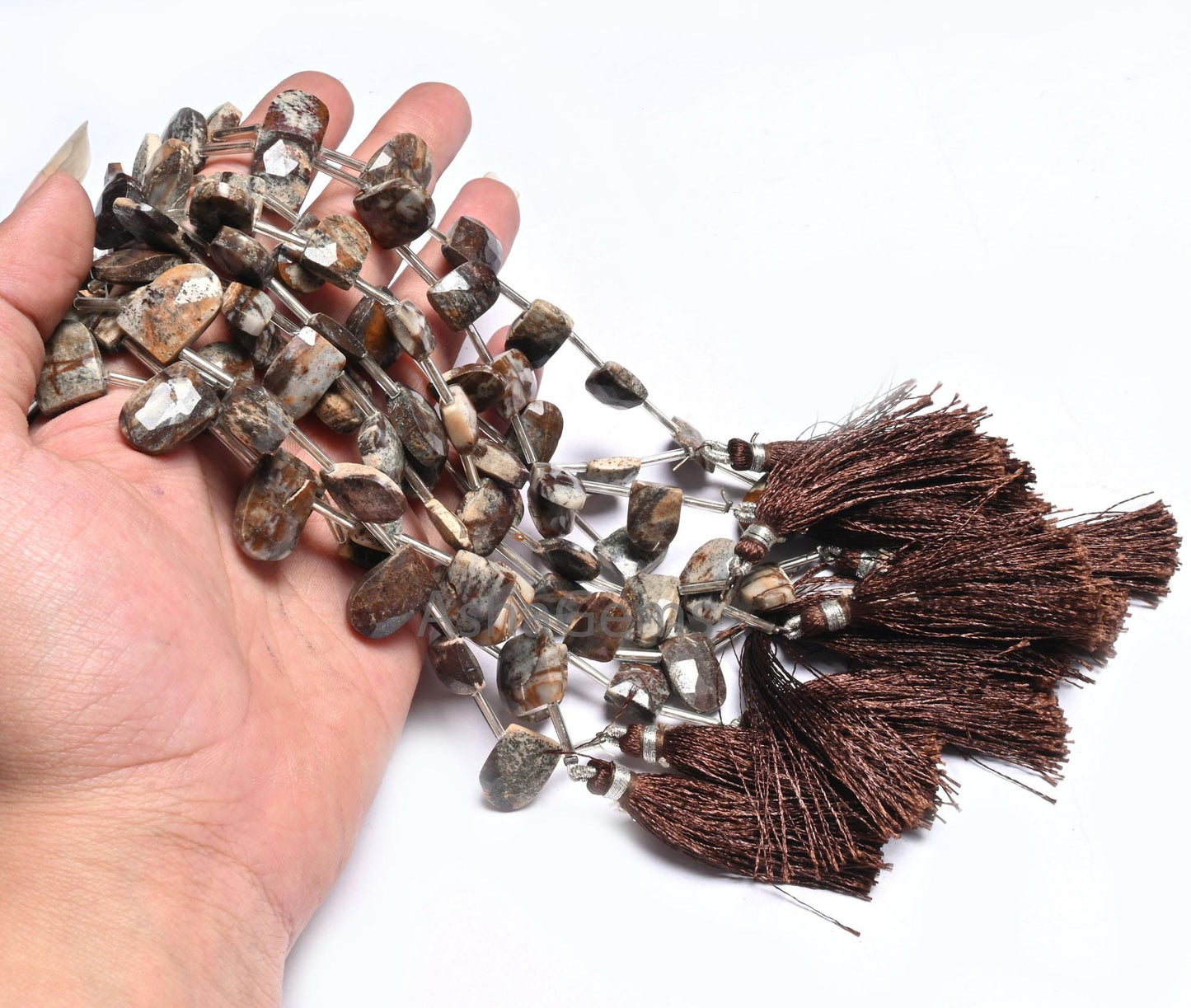 Beautiful Wood Agate Fancy Gate Shape Gemstone Beads, Natural Moss Agate Faceted Briolette Side Drill Agate Beads Jewelry Making Crafts SALE (AG 18601)