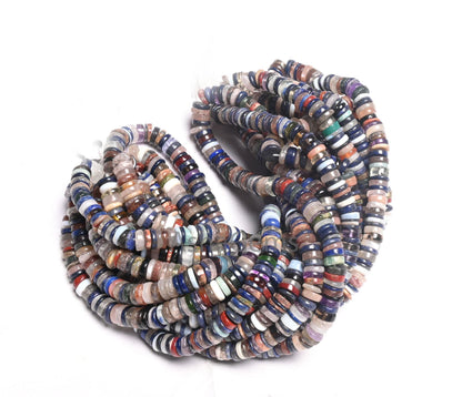 Beautiful Mix Color Gemstone Heishi Tyre Smooth Beads,16" Natural Disco Multi Color Stone Handmade Flat wheel Bead Jewelry Making Craft SALE