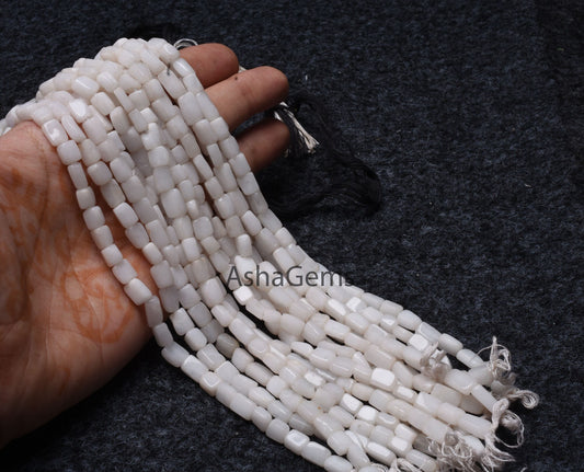 Natural White Quartz Smooth Rectangle Bead,13" Strand Quartz Plain Handmade Uneven Rectangle Beads Gemstone White Quartz Beads Jewelry Craft