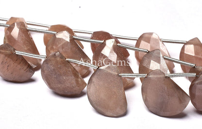 7"Strand Natural Chocolate Moonstone Beads,fancy D Shape Beads,Moonstone Faceted Beads, 10x14-10.5x15 mm Moonstone Checker Cut Bead Jewelry