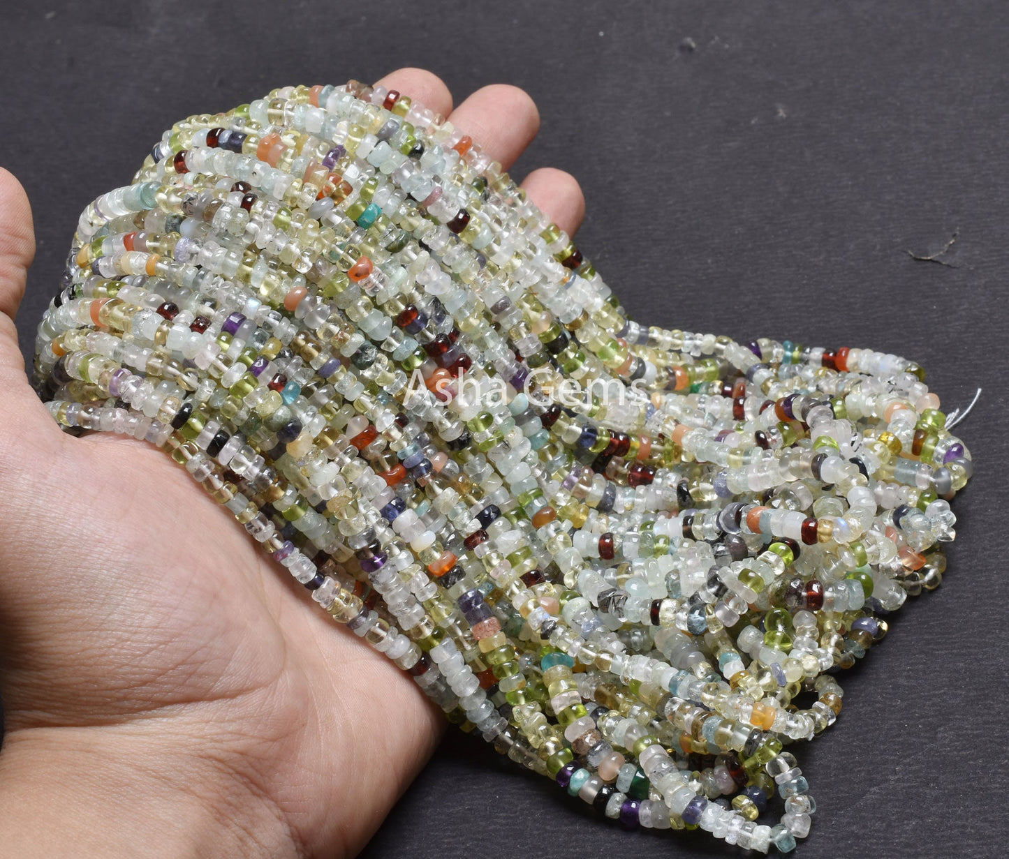16 inch Strand Multi Color Stone smooth Gemstone Beads, Disco Gemstone Plain Handmade Uneven Rondelle Bead Mix Color Stone Bead Jewelry SALE