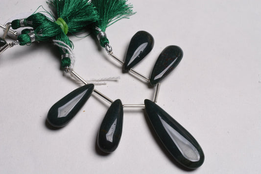 Green Agate Fancy Long Pears Shape Gemstone Beads, Deep Green Agate Beads, Agate Smooth Teardrop Side Drill Gemstone Bead Jewelry Handicraft