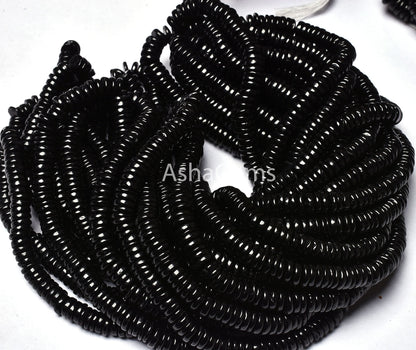 AAA Natural Black Spinel Smooth Tyre Shape Heishi Gemstone Beads,Spinel Smooth Tyre,Heishi Beads,Spinal Loose Beads Jewelry Making Crafts