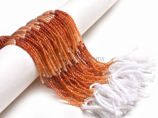 3 mm Beautiful Carnelian Micro Cut Round Faceted Gemstone Beads Fine Quality Shaded Orange Red Carnelian Machine Cut Bead Carnelian Jewelry