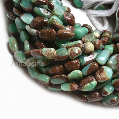 Fine Quality Bio Chrysoprase Smooth Nugget Shape Beads, Shaded Chrysoprase Handmade Tumble Gemstone Beads, Natural Chrysoprase Beads Jewelry