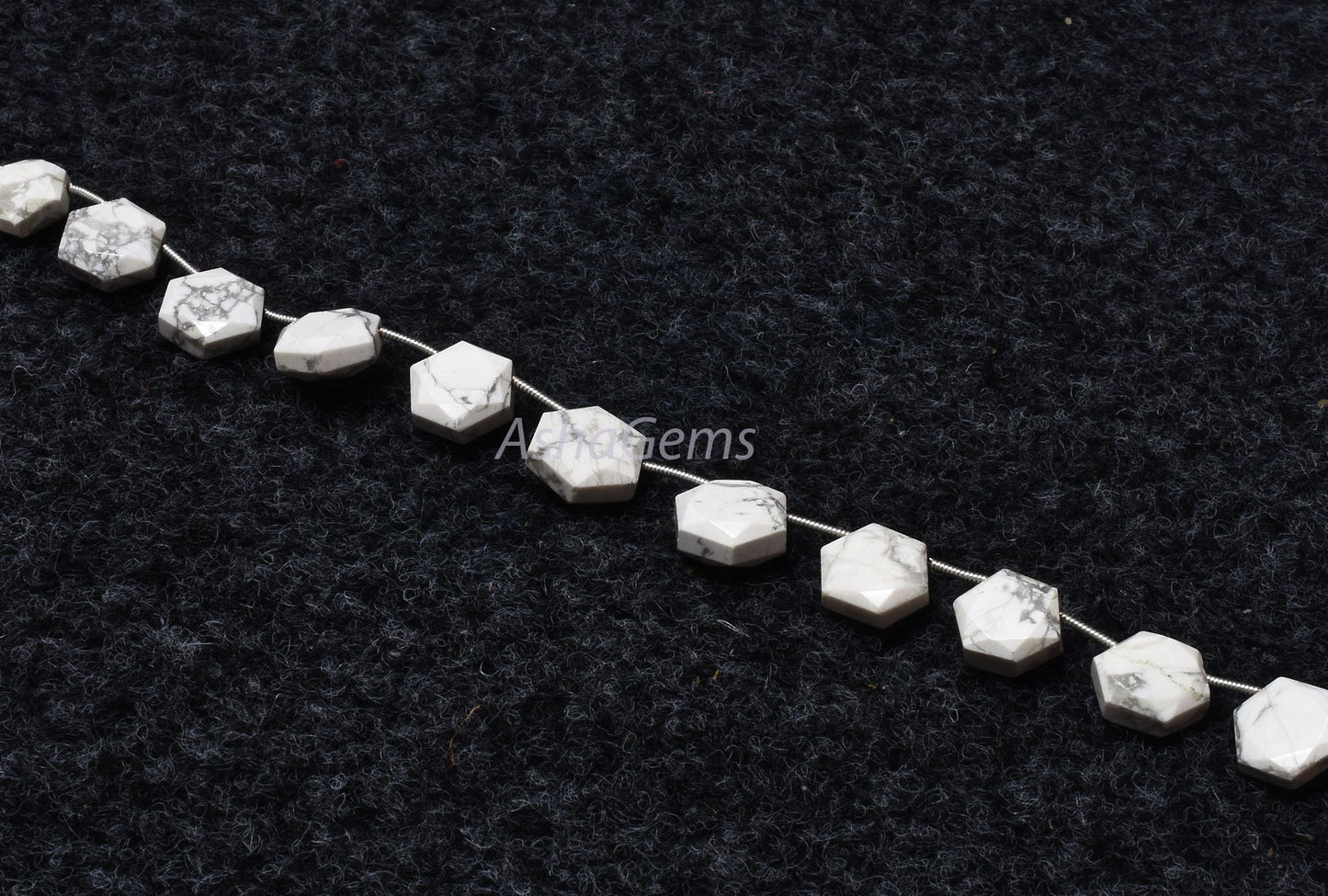 Howlite Faceted Hexagon Shape Gemstone beads,10.5-12 mm White Howlite Fancy 6 Corner Beads, Howlite Beads Briolette For Jewelry Making Craft