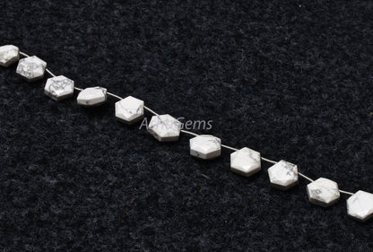 Howlite Faceted Hexagon Shape Gemstone beads,10.5-12 mm White Howlite Fancy 6 Corner Beads, Howlite Beads Briolette For Jewelry Making Craft