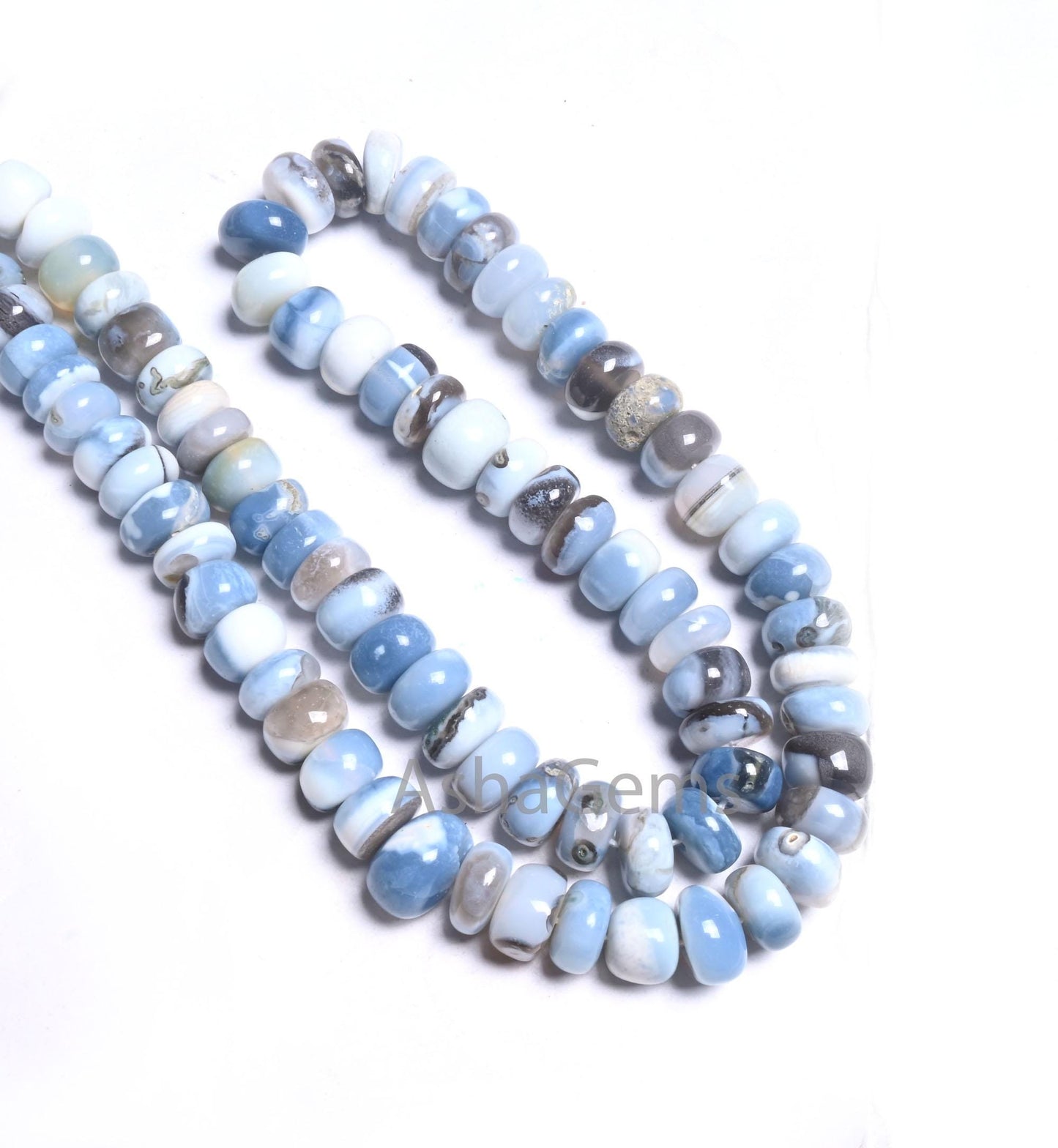 Blue Boulder Opal Smooth Rondelle Shape Gemstone Beads, Fine Blue Opal Beads Strand Boulder Opal Plain Handmade Gemstone Beads Jewelry SALE  (AG 12319)