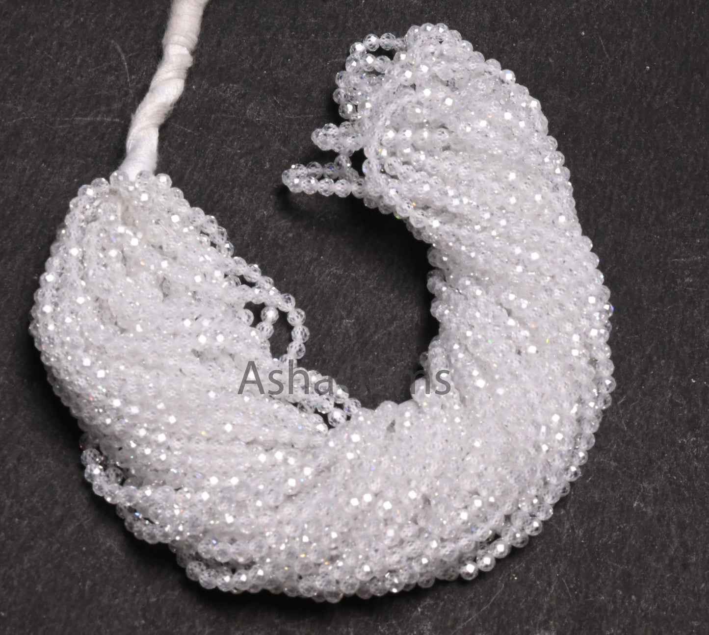 Beautiful Crystal Quartz Color Zircon Micro Cut Beads,15" Strand White Zircon Faceted Roundelle Beads,3mm AAA Clear Cubic Zircon Beads SALE