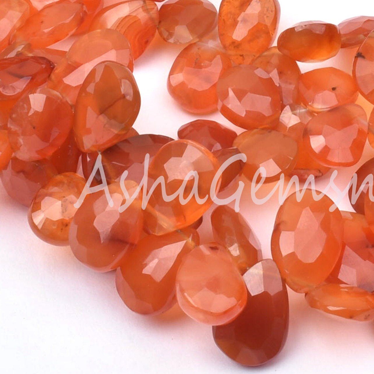 Carnelian Faceted Pear Shape Gemstone Beads, Natural Carnelian Side Drill Teardrop Briolette Indian Cut Beads, Carnelian Beads Jewelry SALE