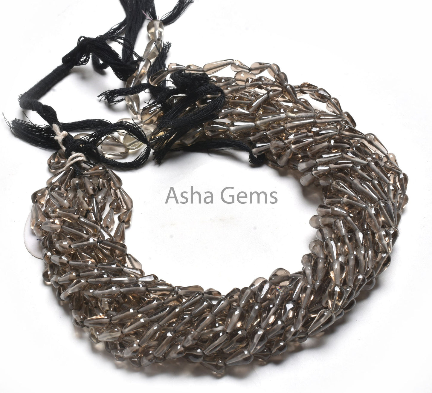 Beautiful Smoky Quartz Smooth Drops Shape Beads, Natural Smoky Straight Drill Teardrop Beads, Smoky Handmade Gemstone Loose Beads,14" Strand