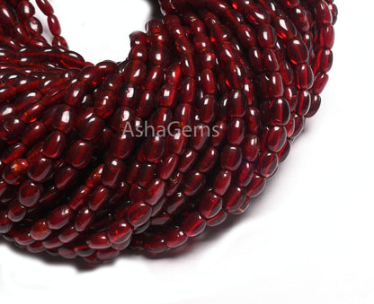 13" Strand Fine Red Garnet Color Hydro Smooth Oval Shape Handmade Beads,5.5-7 mm Maroon Red Hydro Plain Oval Beads Jewelry Making Craft SALE