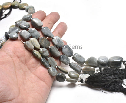 Natural Cats Eye Smooth Nuggets Beads,13.5 inch Strand Cats Eye Plain Tumble Shape Handmade Gemstone Beads, Cats Eye Bead Jewelry Craft SALE