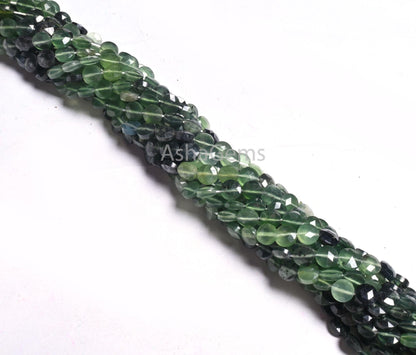 6 mm AAA Serpentine Faceted Coin Shape Gemstone Loose Beads, Shaded Green Serpentine Machine Cut Coin Serpentine Beads Jewelry Makings Craft