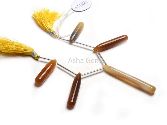 Beautiful Deep Yellow Shaded Chalcedony Plain Handmade Teardrop Side Drill Beads Chalcedony Smooth Fancy Pencil Long Drop Gemstone Bead SALE