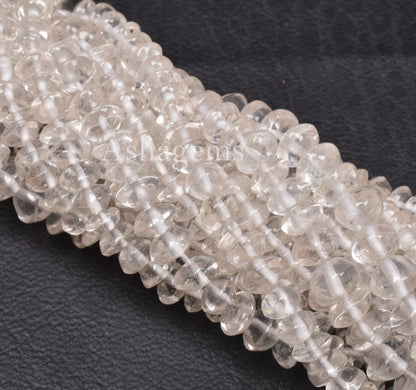 Natural Crystal Quartz Smooth Button Shape Gemstone Beads,13" Clear Crystal Plain Button, White Crystal beads handmade jewelry Crafts SALE