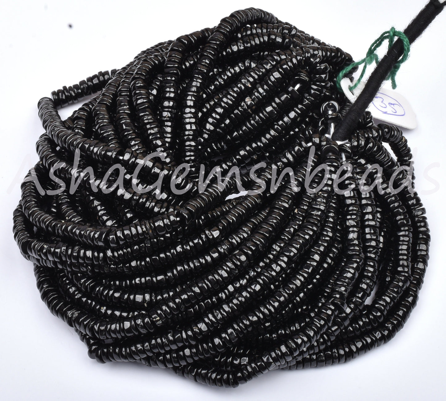 16" Beautiful Natural Black Spinel Smooth Tyre Gemstone Handmade Beads, AAA Spinel Smooth Wheel Shape Beads Jewelry Making Handicraft SALE