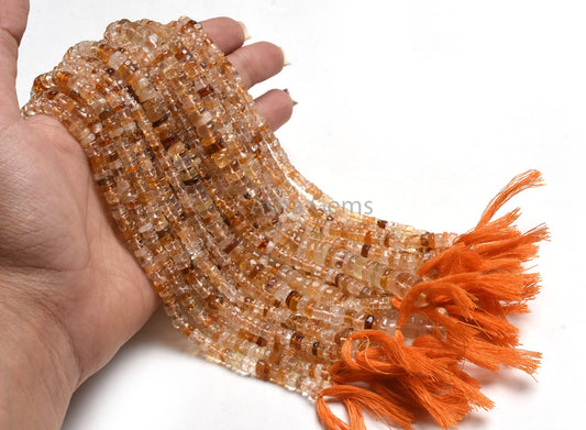 Shaded Yellow Citrine Smooth Handmade Tyre Gemstone Beads, Natural Citrine Plain Uneven Tyre Shape Beads, Fine Citrine Beads Jewelry Makings