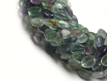 Fine Shaded Green Fluorite Oval Smooth Handmade Beads,12.5" Natural Fluorite Straight Drill Plain Oval Gemstone Beads, Fluorite Bead Jewelry