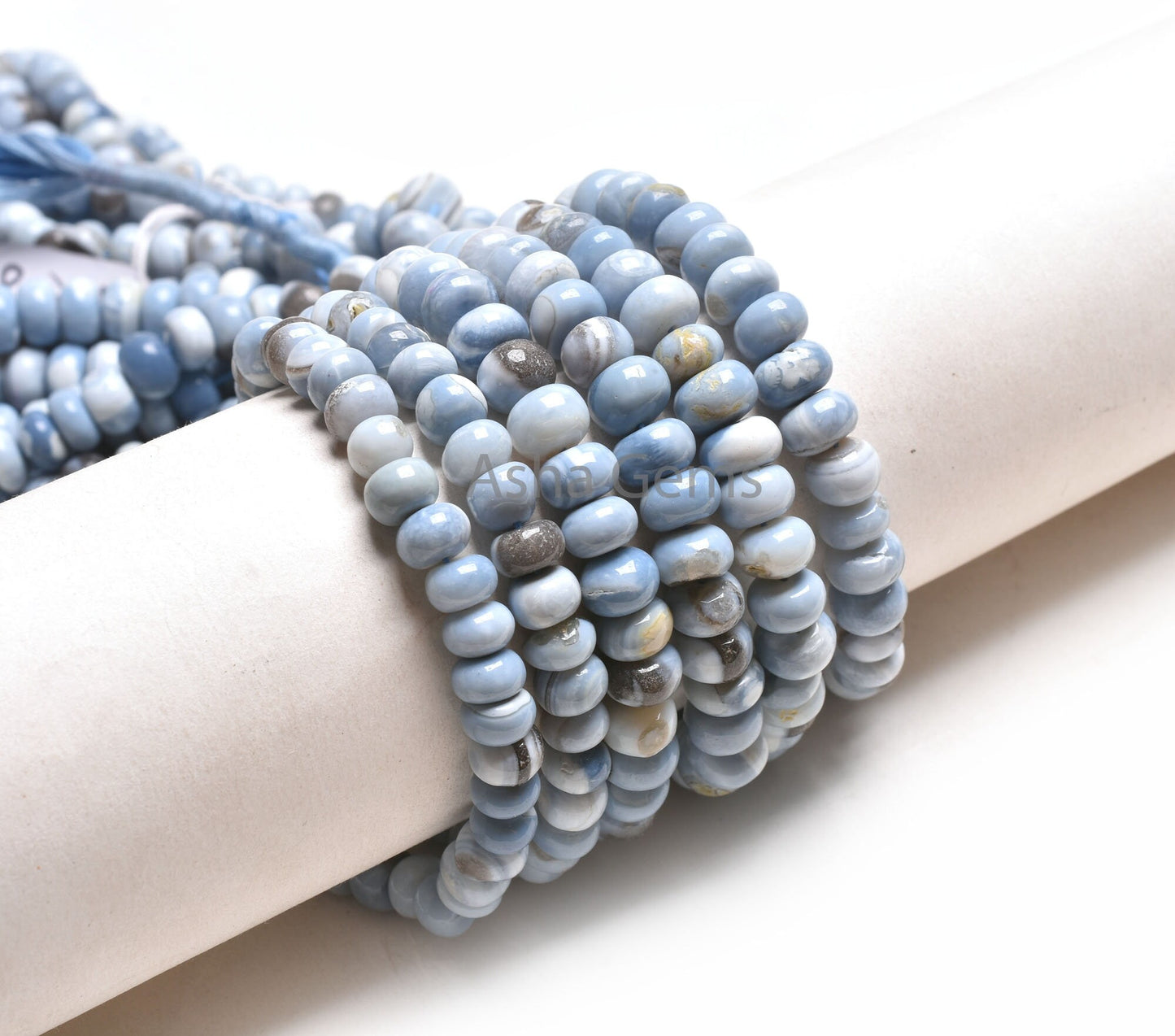 Beautiful Blue Boulder Opal Smooth Rondelle Shape Gemstone Beads, Blue Opal Beads Strand Boulder Opal Plain Handmade Loose Bead Jewelry SALE