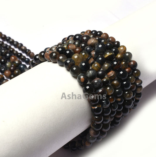 Amazing Black Tiger Eye Smooth Round ball Beads, Tiger Eye Beads,13" Strand Black Tiger Plain Round Shape Gemstone Beads Jewelry Crafts SALE