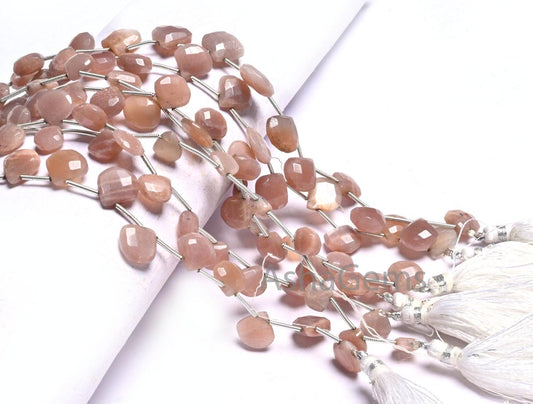 Beautiful Chocolate Moonstone Faceted Heart Shape Gemstone Loose Beads, Natural Moonstone Heart Briolette Brown Moonstone Bead Jewelry Craft (AG 18602 )