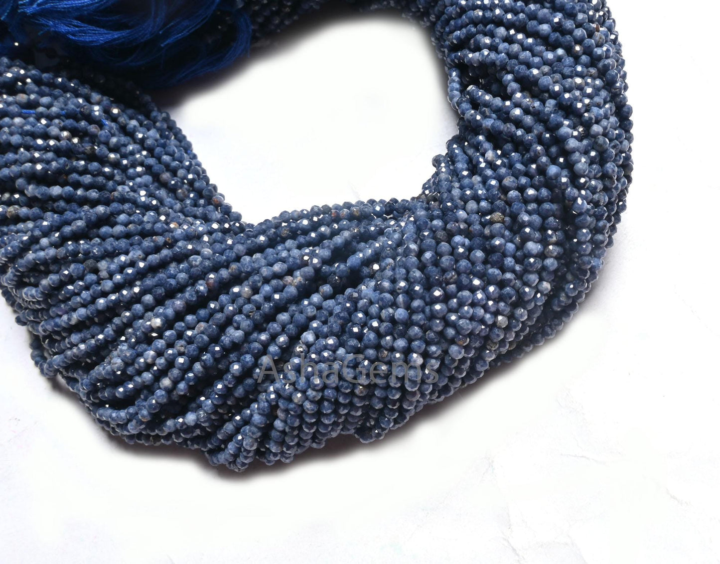 12.5"Strand Natural Blue Sapphire Micro Cut Rondelle Faceted Gemstone Beads,2.25-2.4 mm Sapphire machine cut Bead Jewelry Making Craft SALE