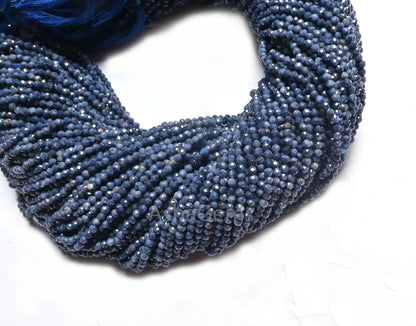 12.5"Strand Natural Blue Sapphire Micro Cut Rondelle Faceted Gemstone Beads,2.25-2.4 mm Sapphire machine cut Bead Jewelry Making Craft SALE