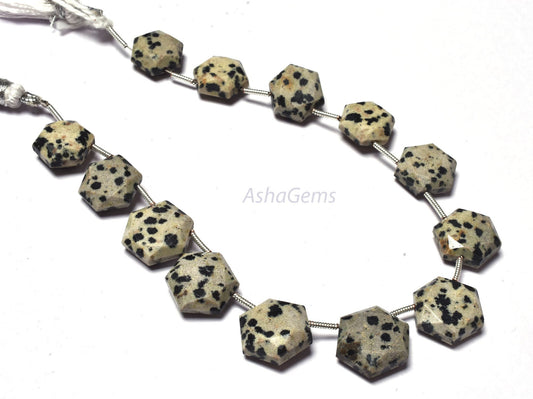 Beautiful Dalmation Jasper Fancy Hexagon Shape Faceted Beads,11-13.5 mm Natural Dalmation Jasper 6 Corner Gemstone beads, Jasper Beads Craft