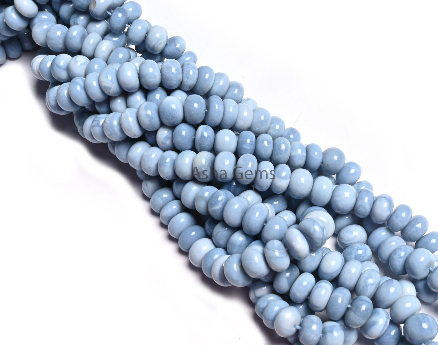 Beautiful Blue Oregon Opal Smooth Rondelle Beads Gemstone,8/16" Strand Fine Quality Blue Opal Plain Handmade Beads Opal Jewelry Makings SALE